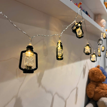 Outdoor or Indoor Mini Lantern 20 LED String Lights IP44 Mains Powered 2500K - Energy Light Bulbs - Free delivery on all orders