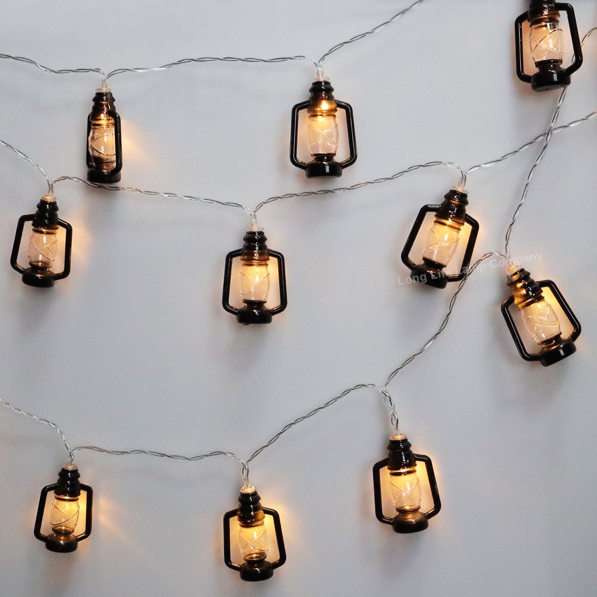 Outdoor or Indoor Mini Lantern 20 LED String Lights IP44 Mains Powered 2500K - Energy Light Bulbs - Free delivery on all orders