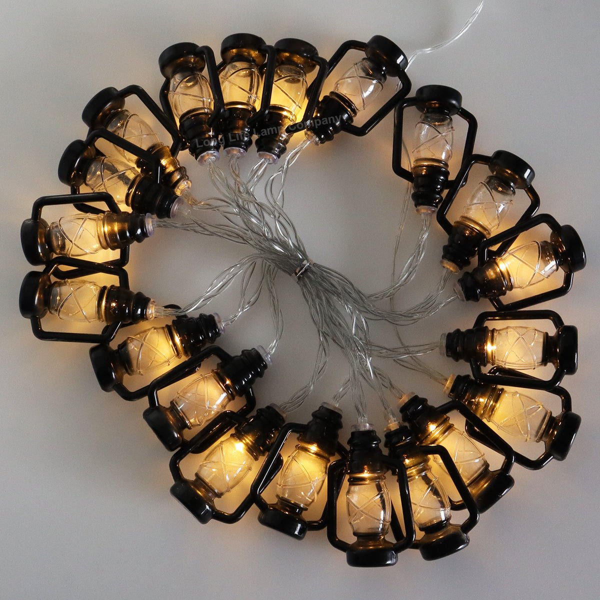 Outdoor or Indoor Mini Lantern 20 LED String Lights IP44 Mains Powered 2500K - Energy Light Bulbs - Free delivery on all orders