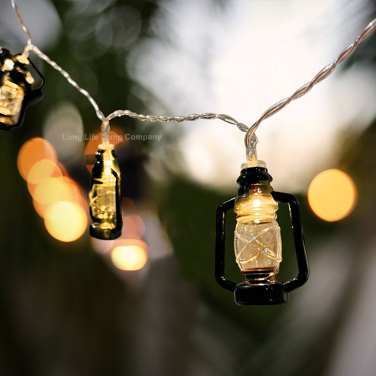 Outdoor or Indoor Mini Lantern 20 LED String Lights IP44 Mains Powered 2500K - Energy Light Bulbs - Free delivery on all orders
