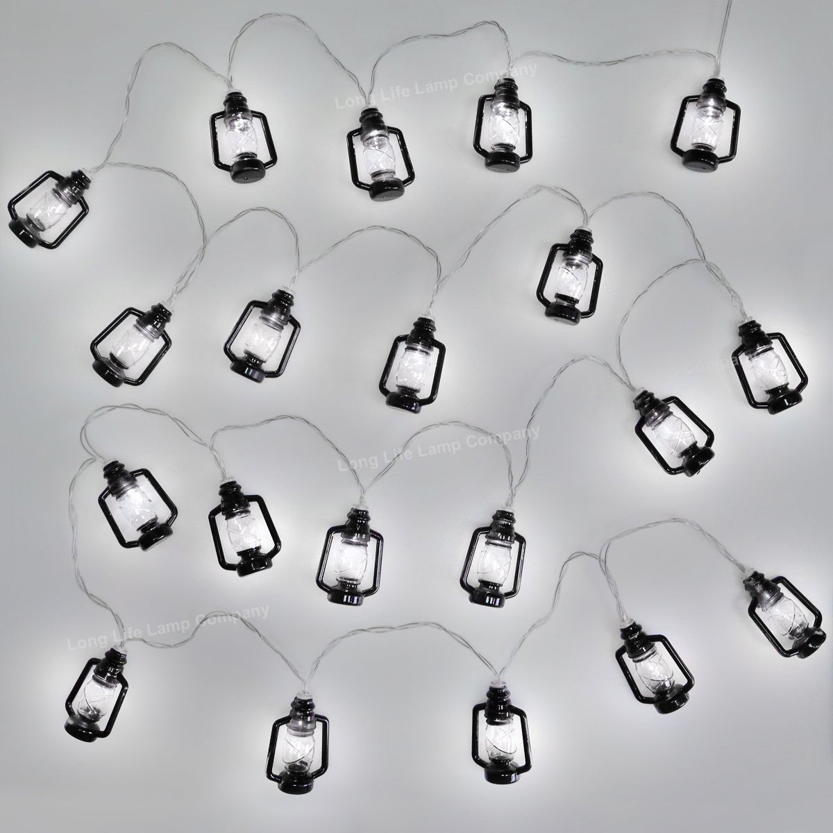 Outdoor or Indoor Mini Lantern 20 LED String Lights IP44 Mains Powered 6000K - Energy Light Bulbs - Free delivery on all orders