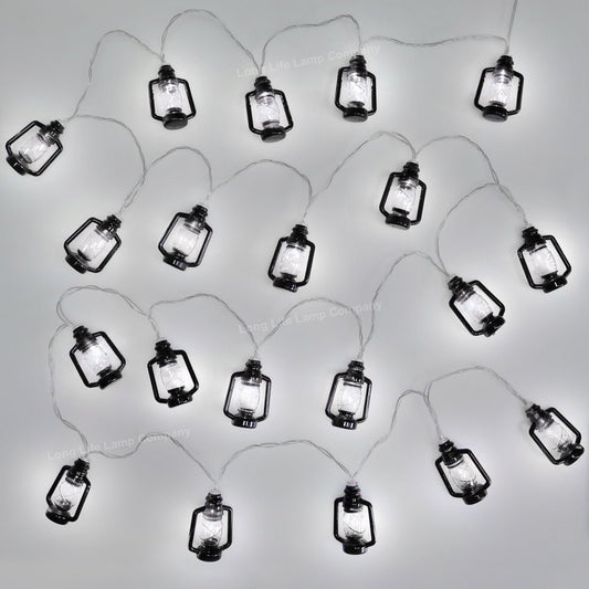 Outdoor or Indoor Mini Lantern 20 LED String Lights IP44 Mains Powered 6000K - Energy Light Bulbs - Free delivery on all orders