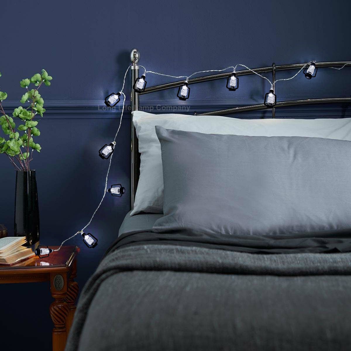 Outdoor or Indoor Mini Lantern 20 LED String Lights IP44 Mains Powered 6000K - Energy Light Bulbs - Free delivery on all orders