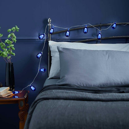 Outdoor Or Indoor Mini Lantern 20 LED String Lights IP44 Mains Powered Blue - Energy Light Bulbs - Free delivery on all orders