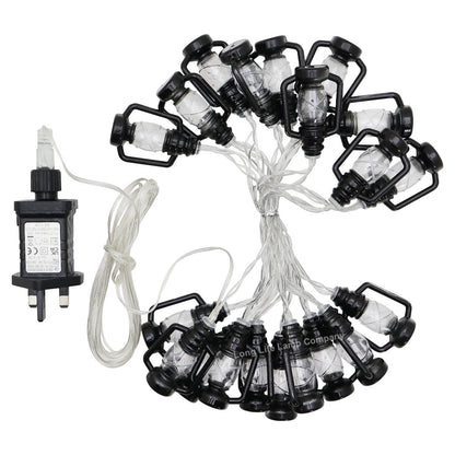 Outdoor Or Indoor Mini Lantern 20 LED String Lights IP44 Mains Powered Blue - Energy Light Bulbs - Free delivery on all orders