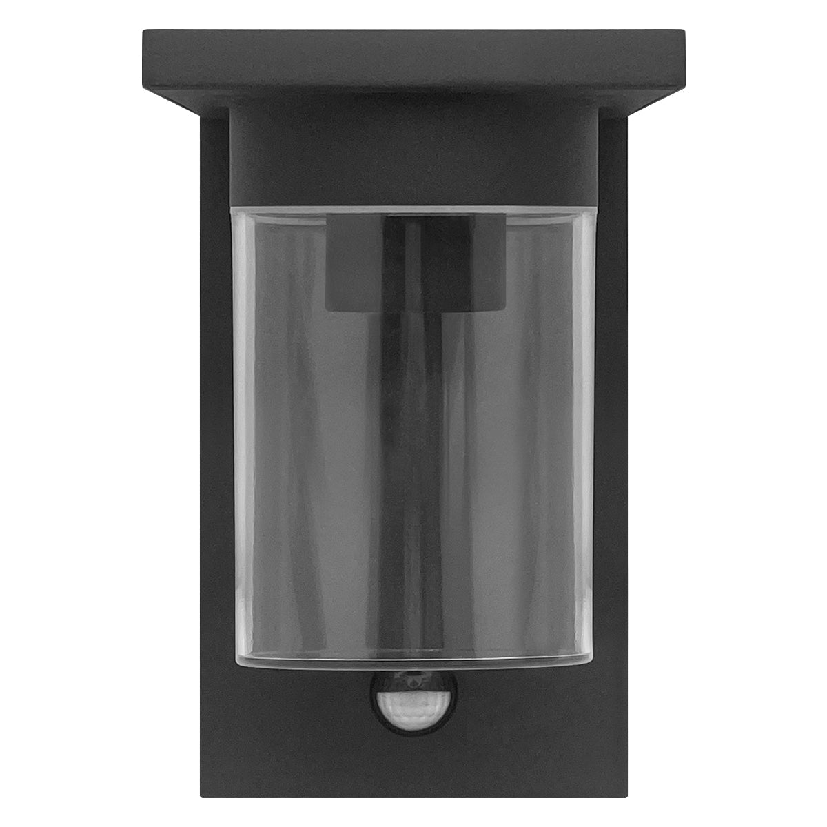 Outdoor PIR Wall Light Lantern Black Clear Lamp Shade with 4w LED Warm White - Energy Light Bulbs - Free delivery on all orders