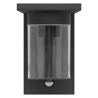 Outdoor PIR Wall Light Lantern Black Clear Lamp Shade with 4w LED Warm White - Energy Light Bulbs - Free delivery on all orders