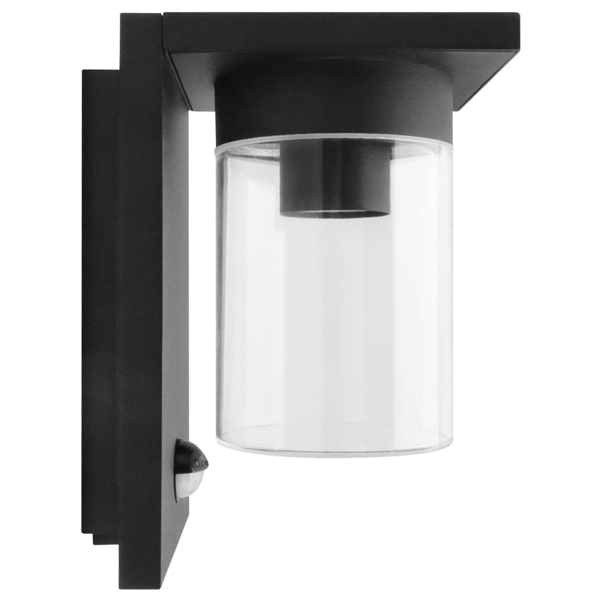 Outdoor PIR Wall Light Lantern Black Clear Lamp Shade with 4w LED Warm White - Energy Light Bulbs - Free delivery on all orders