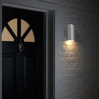 Stainless steel IP65 outdoor wall down light with GU10 bulb fitting for modern homes and gardens