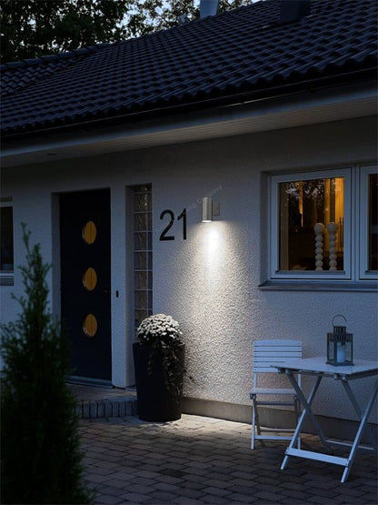 Premium stainless steel GU10 outdoor wall light with IP65 rating for entrances and exterior walls
