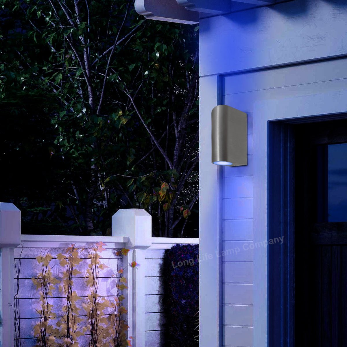 Outdoor Stainless Steel Double Wall Light ZLC023 with Coloured LED GU10 Red or Green or Blue - Free delivery on all orders