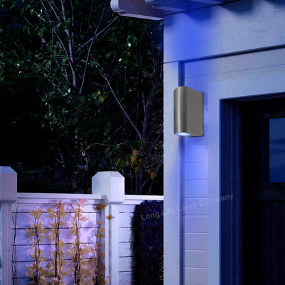 Outdoor Stainless Steel Double Wall Light ZLC023 with Coloured LED GU10 Red or Green or Blue - Free delivery on all orders