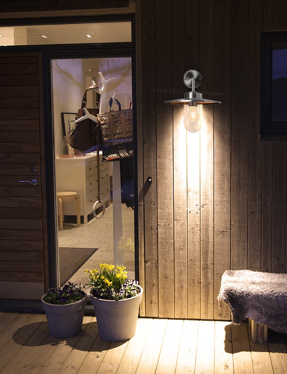 Outdoor Stainless Steel Wall Light IP44 Down Light Heritage Style - Energy Light Bulbs - Free delivery on all orders