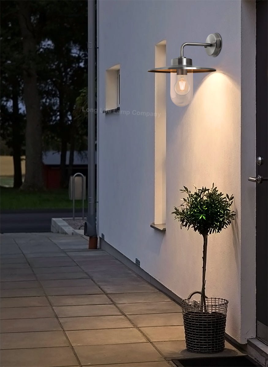 Outdoor Stainless Steel Wall Light IP44 Down Light Heritage Style - Energy Light Bulbs - Free delivery on all orders