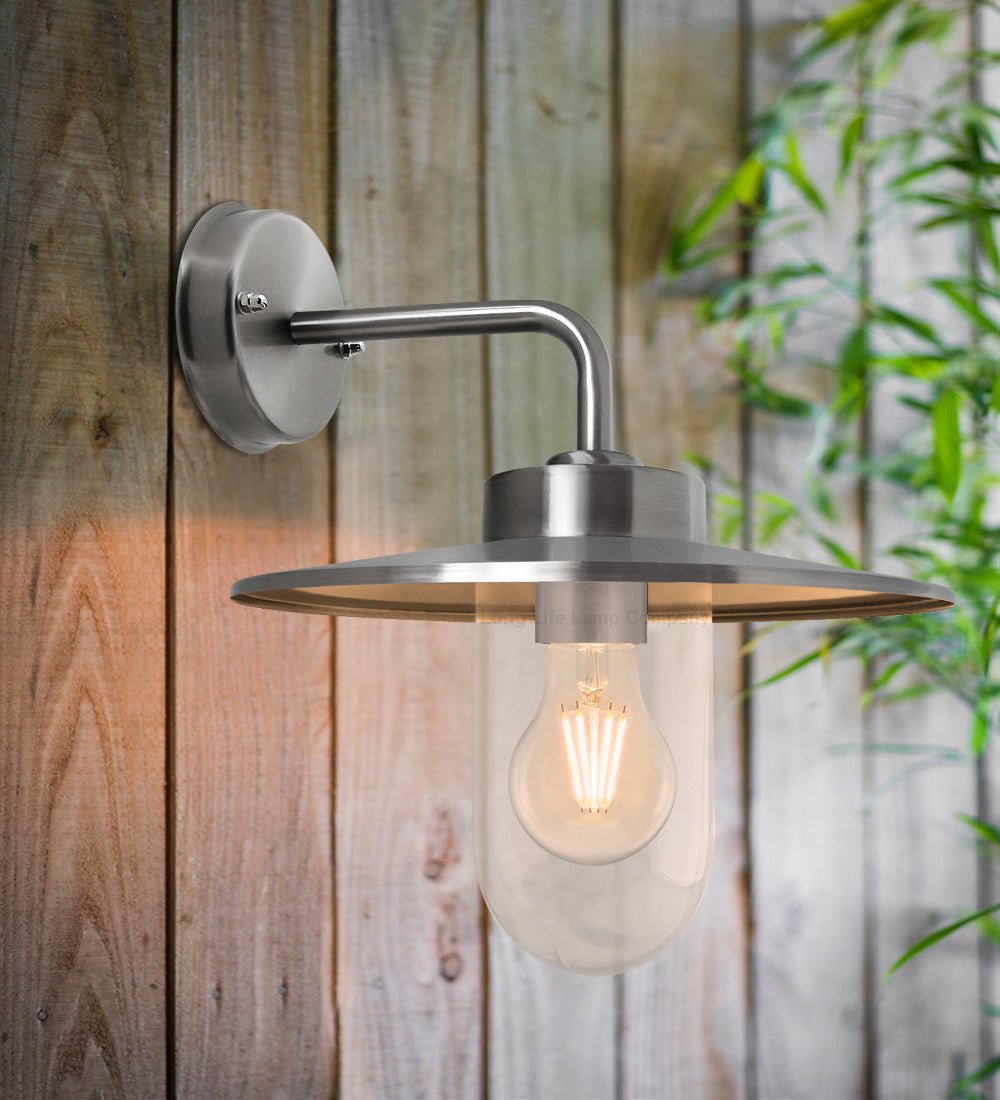 Outdoor Stainless Steel Wall Light IP44 Down Light Heritage Style - Energy Light Bulbs - Free delivery on all orders