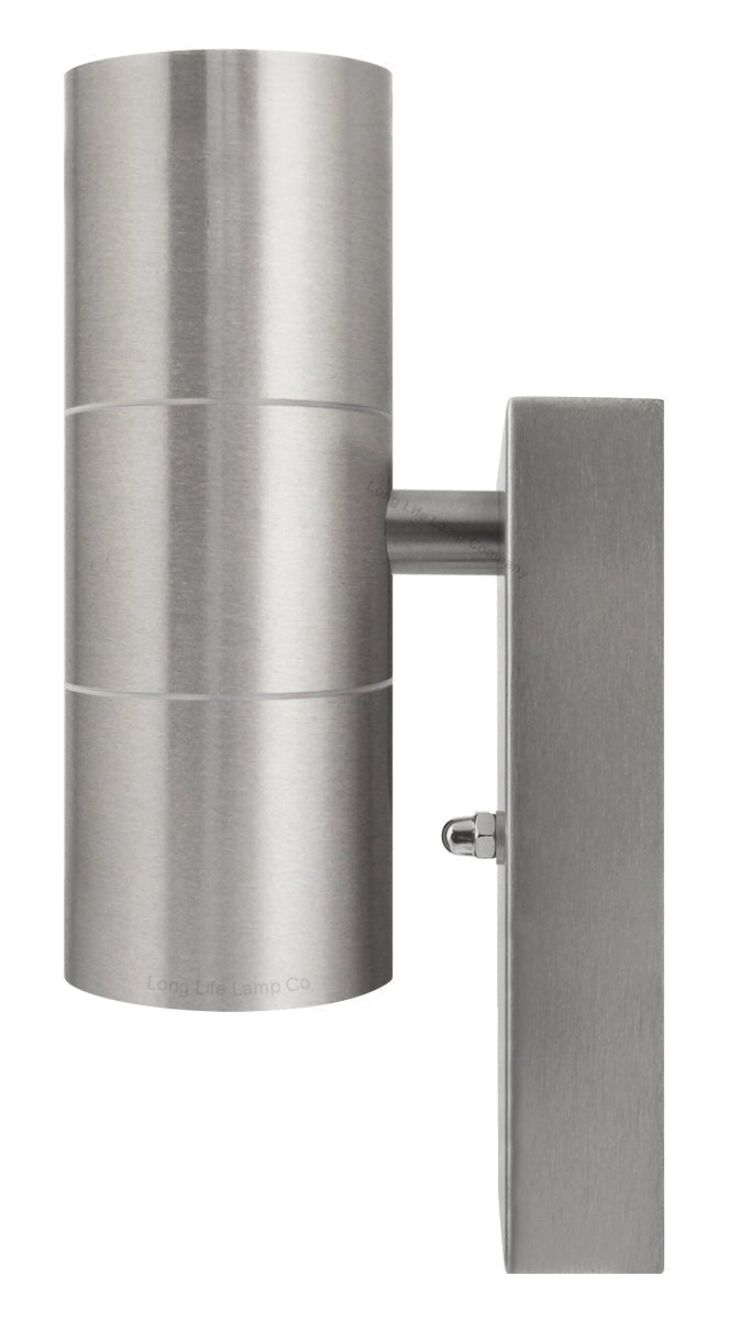 Outdoor Up Down Wall Light Dusk Till Dawn Sensor Stainless Steel Finish - Energy Light Bulbs - Free delivery on all orders