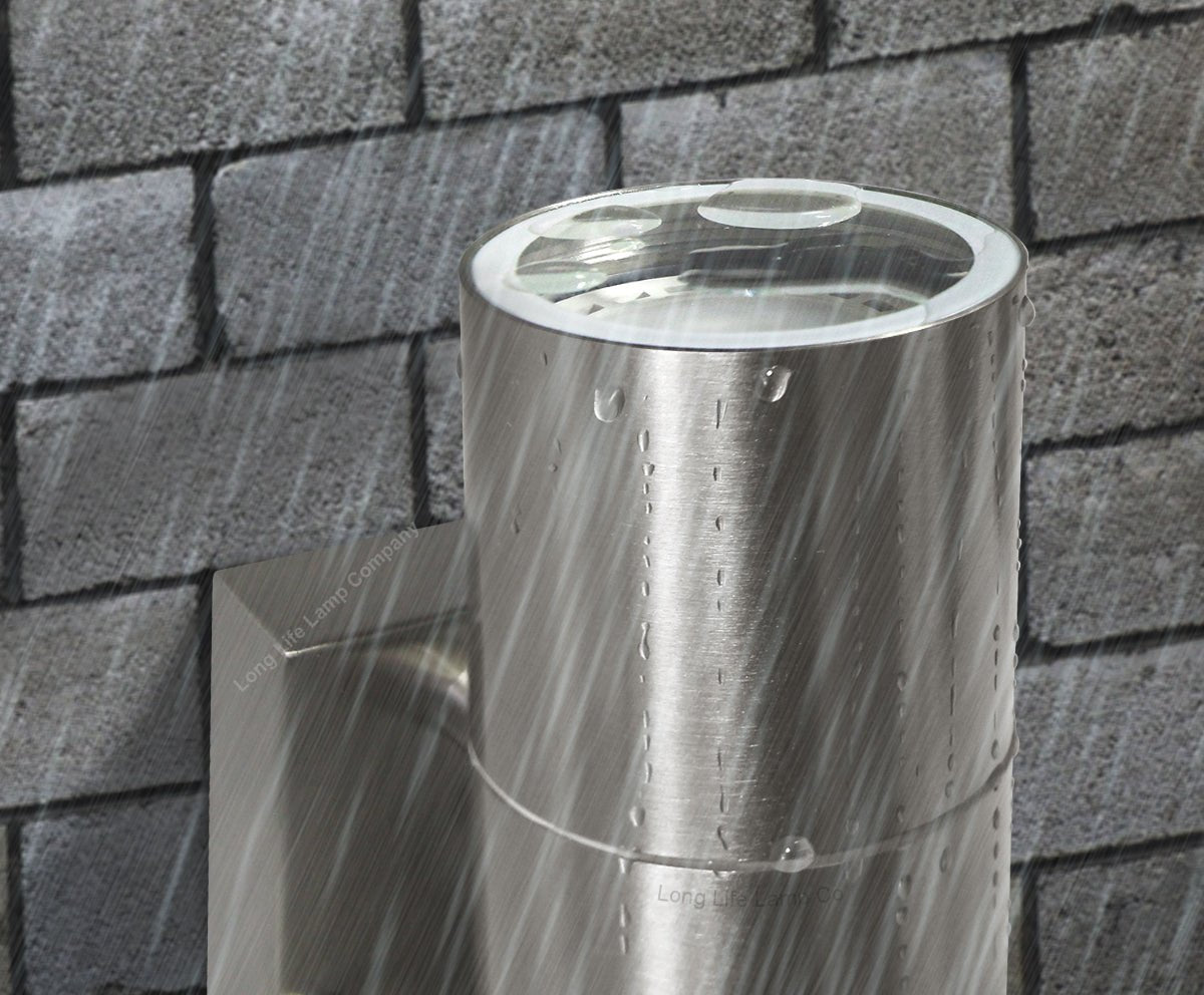 Outdoor Up Down Wall Light Dusk Till Dawn Sensor Stainless Steel Finish - Energy Light Bulbs - Free delivery on all orders
