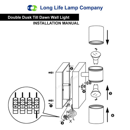 Outdoor Up Down Wall Light Dusk Till Dawn Sensor Stainless Steel Finish - Energy Light Bulbs - Free delivery on all orders