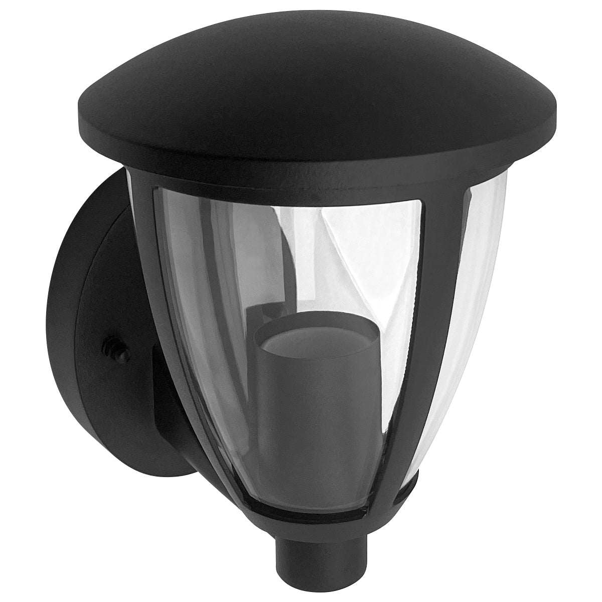 Outdoor Upward Wall Light Black Lantern Clear Diffuser IP44 - Energy Light Bulbs - Free delivery on all orders
