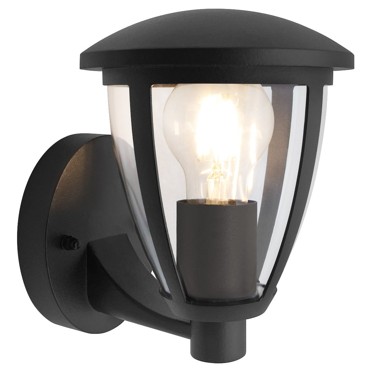 Outdoor Upward Wall Light Black Lantern Clear Diffuser IP44 - Energy Light Bulbs - Free delivery on all orders