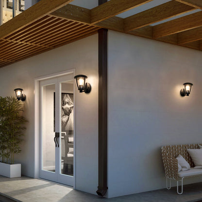 Outdoor Upward Wall Light Black Lantern Clear Diffuser IP44 - Energy Light Bulbs - Free delivery on all orders
