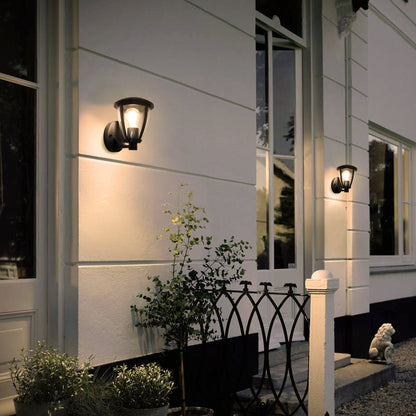 Outdoor Upward Wall Light Black Lantern Clear Diffuser IP44 - Energy Light Bulbs - Free delivery on all orders