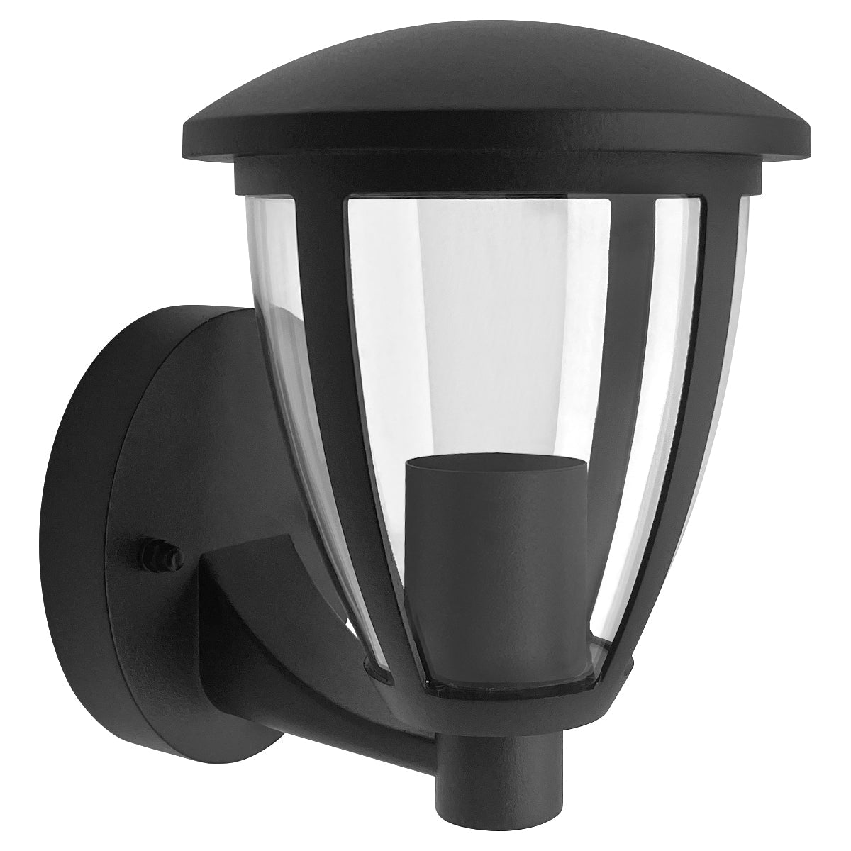 Outdoor Upward Wall Light Black Lantern Clear Diffuser IP44 - Energy Light Bulbs - Free delivery on all orders