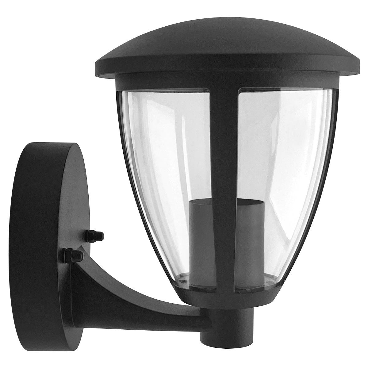 Outdoor Upward Wall Light Black Lantern Clear Diffuser IP44 - Energy Light Bulbs - Free delivery on all orders