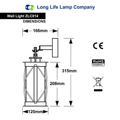 Outdoor Wall Lantern Black Stainless Steel Vintage Garden Lamp IP44 - Energy Light Bulbs - Free delivery on all orders