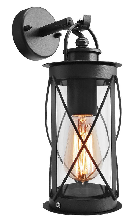 Outdoor Wall Lantern Black Stainless Steel Vintage Garden Lamp IP44 - Energy Light Bulbs - Free delivery on all orders