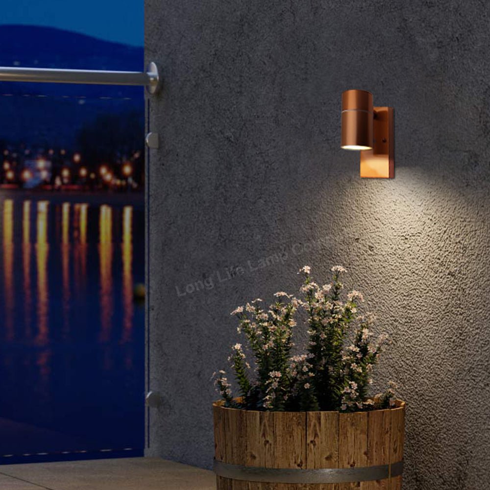 Outdoor Wall Light Dusk Till Dawn Sensor Copper Finish IP65 - Energy Light Bulbs - Free delivery on all orders