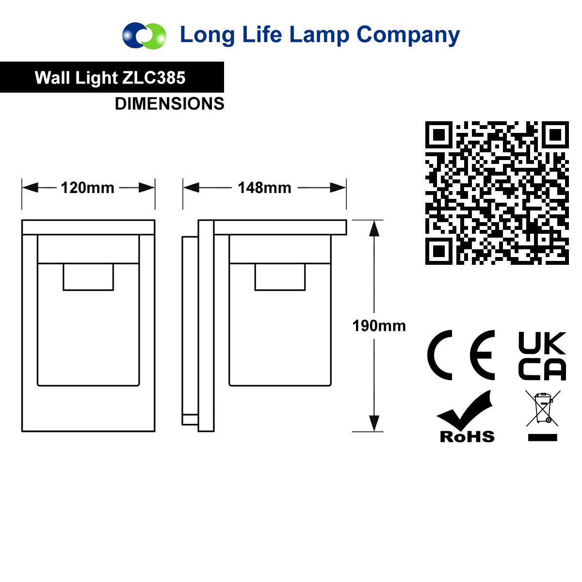 Outdoor Wall Light Lantern Black Clear Lamp Shade with 4w LED Warm White - Energy Light Bulbs - Free delivery on all orders