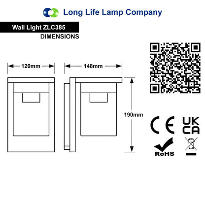 Outdoor Wall Light Lantern Black Clear Lamp Shade with 4w LED Warm White - Energy Light Bulbs - Free delivery on all orders