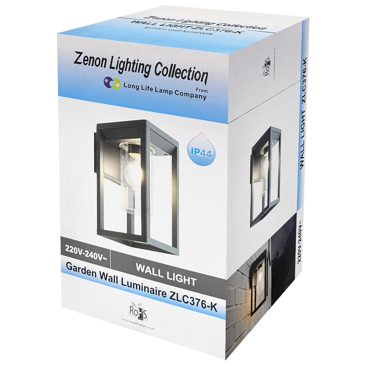 Outdoor Wall Light Lantern Clear Diffuser Rectangular Lantern with LED 4w Warm - Energy Light Bulbs - Free delivery on all orders