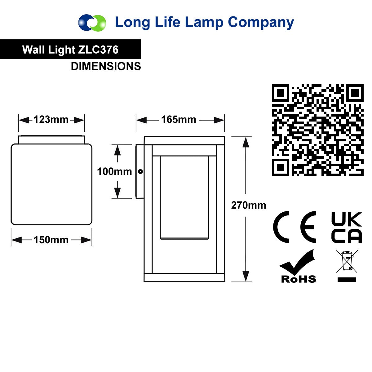 Outdoor Wall Light Lantern Clear Diffuser Rectangular Lantern with LED 4w Warm - Energy Light Bulbs - Free delivery on all orders
