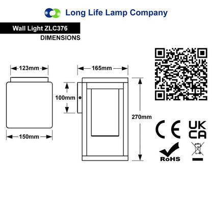 Outdoor Wall Light Lantern Clear Diffuser Rectangular Lantern with LED 4w Warm - Energy Light Bulbs - Free delivery on all orders