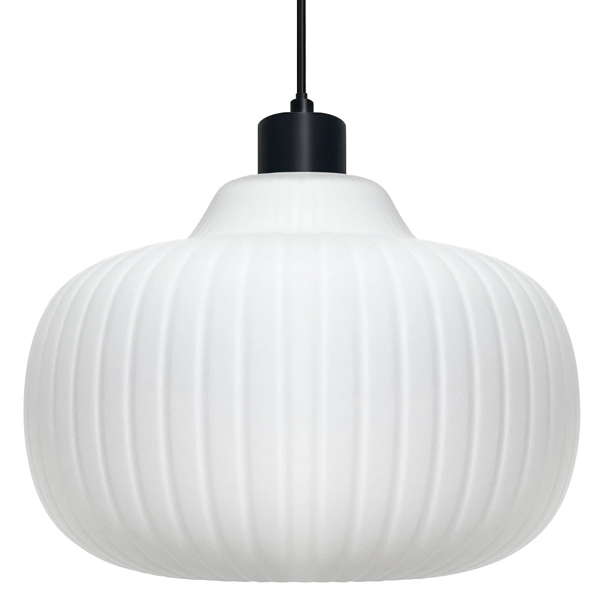 Oval Globe Ceiling Pendant Light Ribbed Opal Glass Lamp Shade - Energy Light Bulbs - Free delivery on all orders