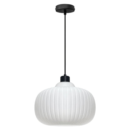 Oval Globe Ceiling Pendant Light Ribbed Opal Glass Lamp Shade - Energy Light Bulbs - Free delivery on all orders