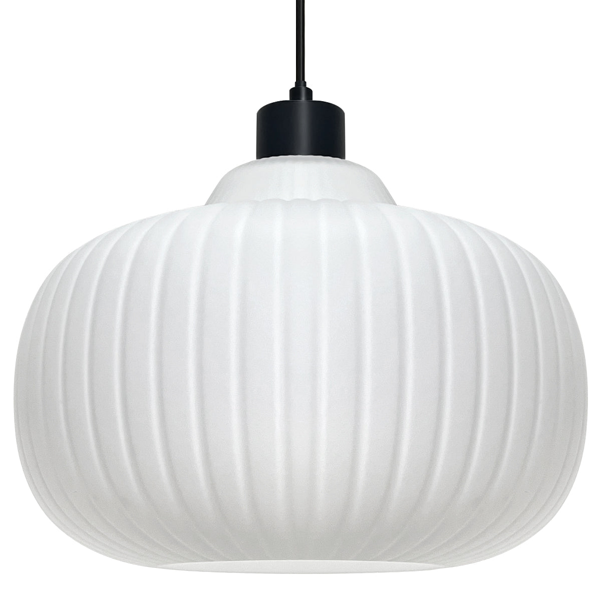 Oval Globe Ceiling Pendant Light Ribbed Opal Glass Lamp Shade - Energy Light Bulbs - Free delivery on all orders