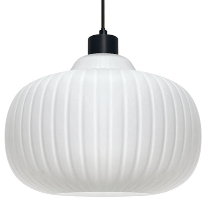 Oval Globe Ceiling Pendant Light Ribbed Opal Glass Lamp Shade - Energy Light Bulbs - Free delivery on all orders