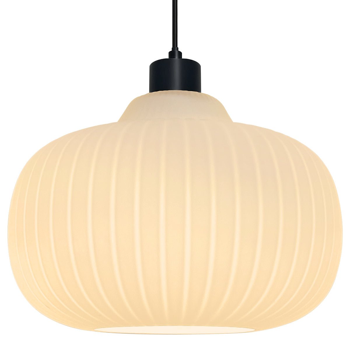 Oval Globe Ceiling Pendant Light Ribbed Opal Glass Lamp Shade - Energy Light Bulbs - Free delivery on all orders