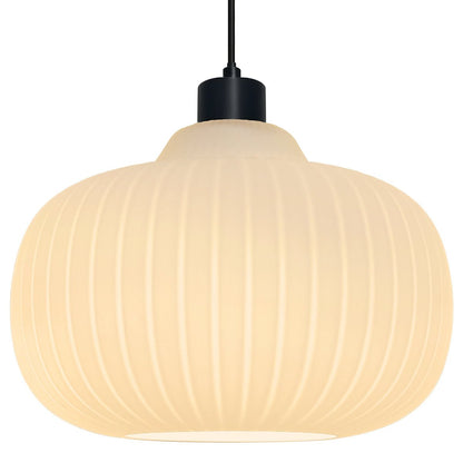 Oval Globe Ceiling Pendant Light Ribbed Opal Glass Lamp Shade - Energy Light Bulbs - Free delivery on all orders