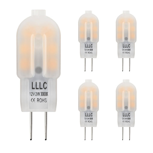 PACK OF 5 G4 12v LED Bulb 2w Equivalent 20w Replaces Halogen Capsule Frosted Cover Warm White - Energy Light Bulbs - Free delivery on all orders