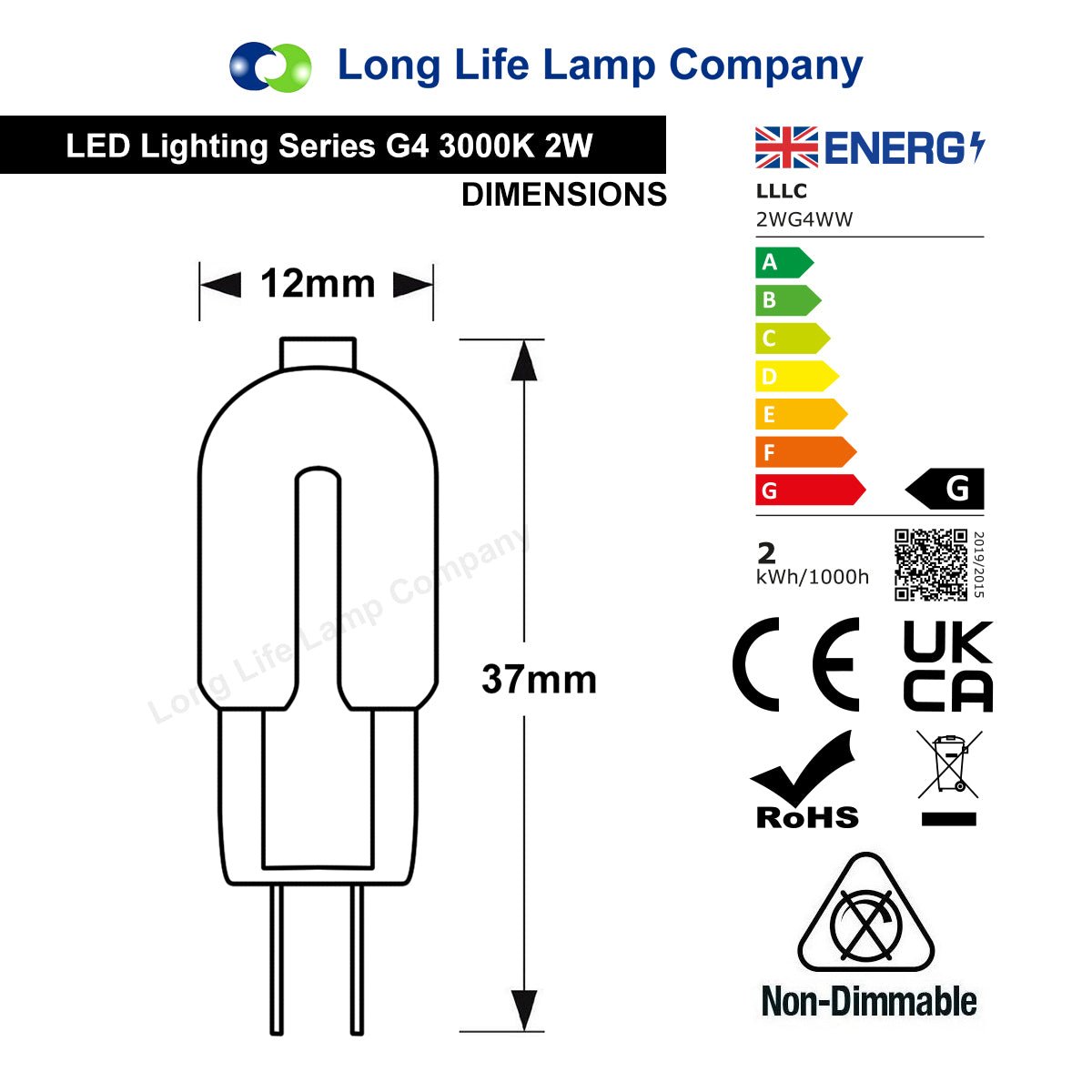 PACK OF 5 G4 12v LED Bulb 2w Equivalent 20w Replaces Halogen Capsule Frosted Cover Warm White - Free delivery on all orders