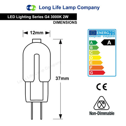 PACK OF 5 G4 12v LED Bulb 2w Equivalent 20w Replaces Halogen Capsule Frosted Cover Warm White - Energy Light Bulbs - Free delivery on all orders