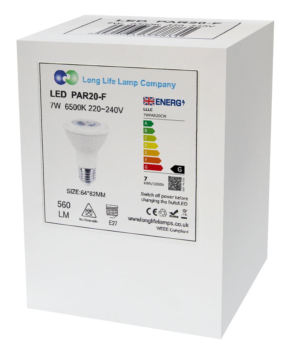 PAR20 7w Cool White 38 Degree Beam - Energy Light Bulbs - Free delivery on all orders