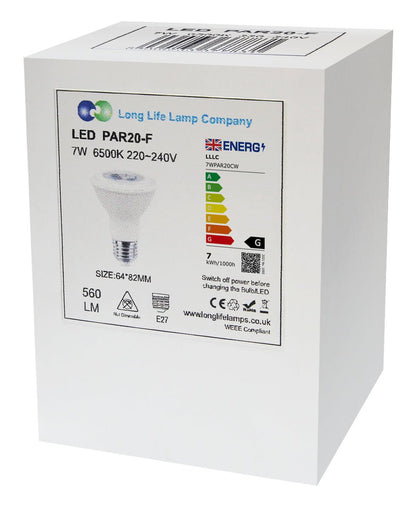 PAR20 7w Cool White 38 Degree Beam - Energy Light Bulbs - Free delivery on all orders