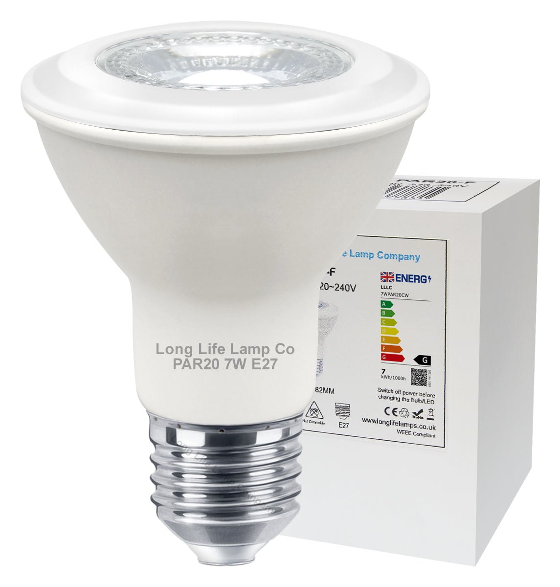 PAR20 7w Cool White 38 Degree Beam - Energy Light Bulbs - Free delivery on all orders