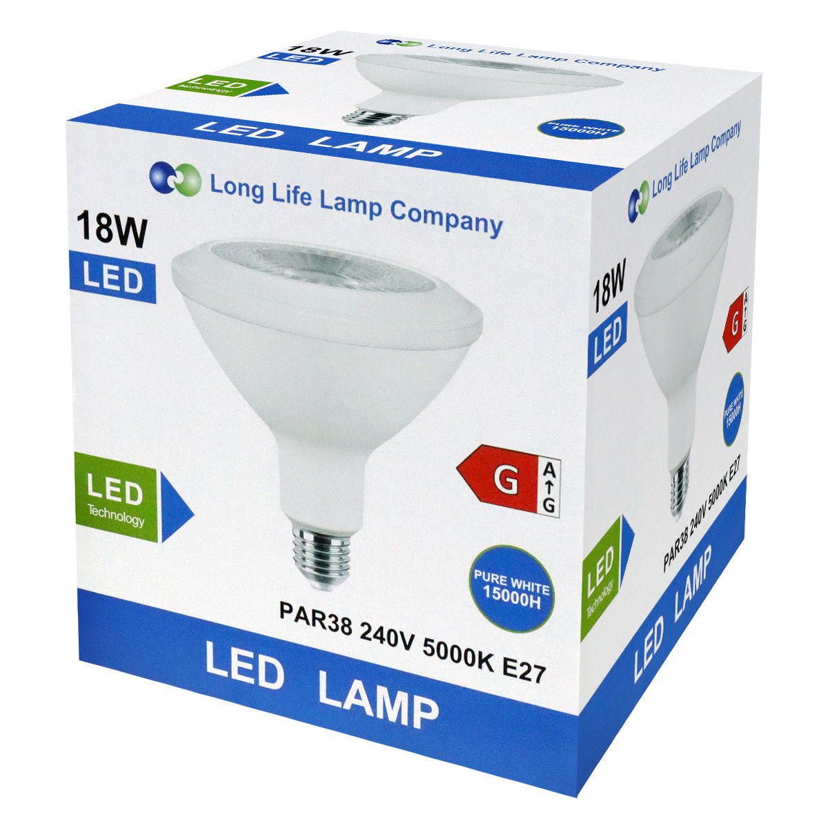 PAR38 18w Cool White 60 Degree Beam - Energy Light Bulbs - Free delivery on all orders