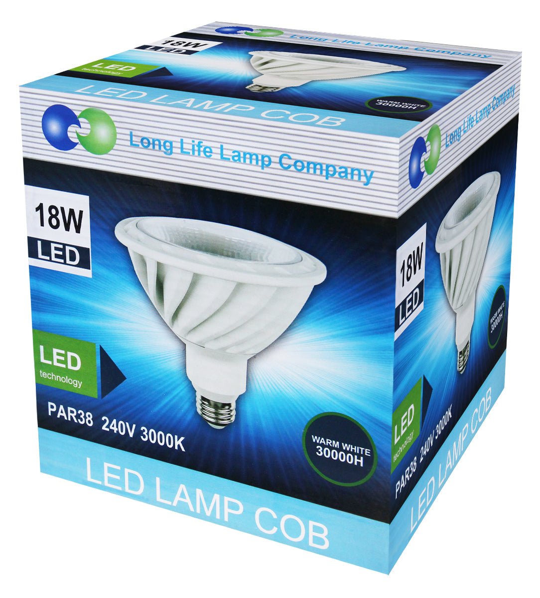 PAR38 18w Warm White 38 Degree Beam - Energy Light Bulbs - Free delivery on all orders